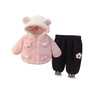 女童套装秋冬款2026新款儿童装洋气时髦女宝宝冬装加绒加厚两件套