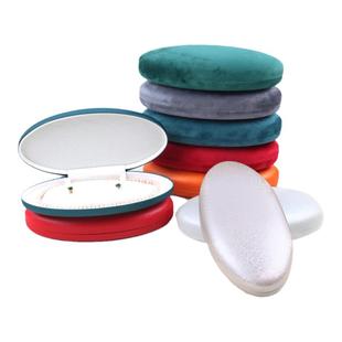 高档幻影PU皮珍珠盒椭圆形珠宝盒丽丝绒妈妈链耳钉套装盒首饰盒子