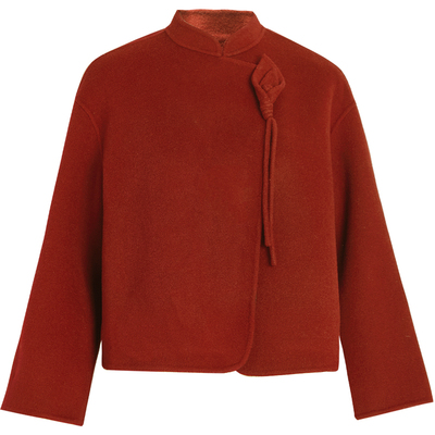 秸熙新中式小立领双面呢大衣