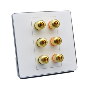 银边86型弱电墙壁开关插座六头音频音箱5.1环绕音箱组合插座面板