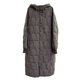 代工厂柜款!中长款宽松连帽鹅绒羽绒服大衣外套女 MZ6327~JS