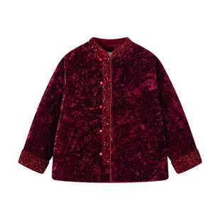 Little Naive女童棉服外套新雪丽3M冬儿童棉服新中式盘扣丝绒保暖