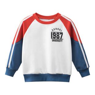 韩版外贸童装2025秋冬新品字母套头衫男童服装儿童加薄绒运动卫衣