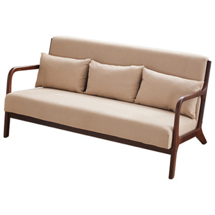 布艺沙发客厅2026新款胡桃木色卧室日式实木沙发小户型简约三人位