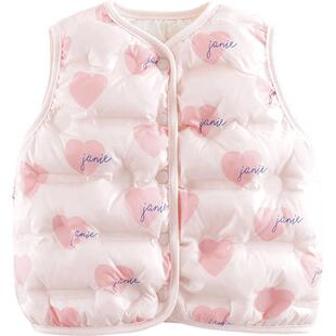 [无缝羽绒]马克珍妮男女童多彩卡通羽绒服马甲宝宝秋冬新款