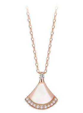 小裙子天然贝壳玫瑰金纯银项链女