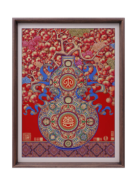 玄关装饰画入户正对门中国红玄关