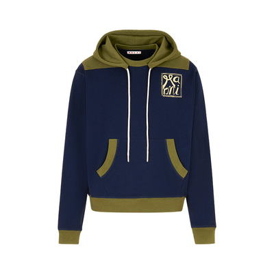 【天猫独家】MARNI 2026新品男女同款拼色方形LOGO连帽卫衣