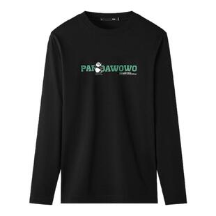 HLA/海澜之家panda wowo熊猫长袖T恤25秋季新圆领印花打底衫男