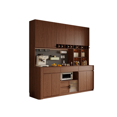 红橡木实木圆弧洞洞板餐边柜