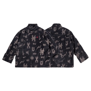 圣山2025秋冬阿里系列岩画藏式抓绒牛仔外套休闲中性藏式斜襟外套