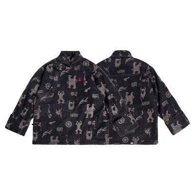 圣山2025秋冬阿里系列岩画藏式抓绒牛仔外套休闲中性藏式斜襟外套