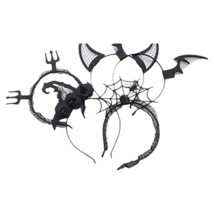 蜘蛛网头箍万圣节头饰发饰黑色巫婆帽子装饰发箍精灵耳夹发卡饰品