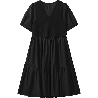 【播奥莱】商场同款泡泡袖连衣裙女春秋简约长裙BDR3LD1973