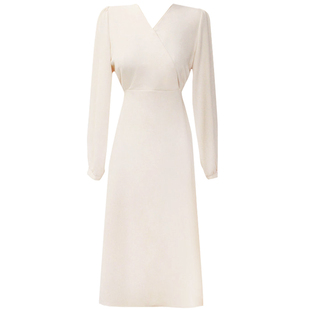 配大衣连衣裙遮肚子显瘦小个子茶歇法式赫本风秋冬炸街裙子ins风