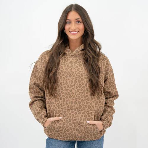 H 91613L Hooded Leopard Print Sweatshirt 豹纹连帽卫衣 代