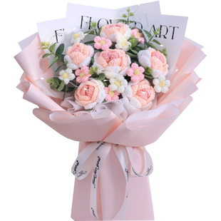 生日礼物手工针织仿真花向日葵编织玫瑰毛线花束成品送女闺蜜妈妈