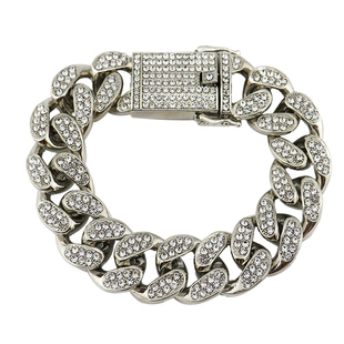 20MM宽镶钻古巴链嘻哈潮镶钻加宽链hiphop说唱项链男夸张加粗颈链