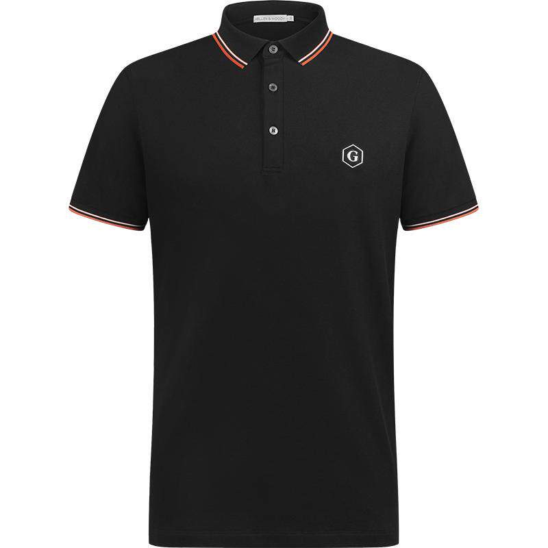 夏季新款修身半袖金属图案polo衫