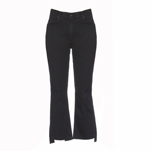 Rj小众八分毛边牛仔裤微喇叭裤白色高腰小个子insider露脚踝烂边