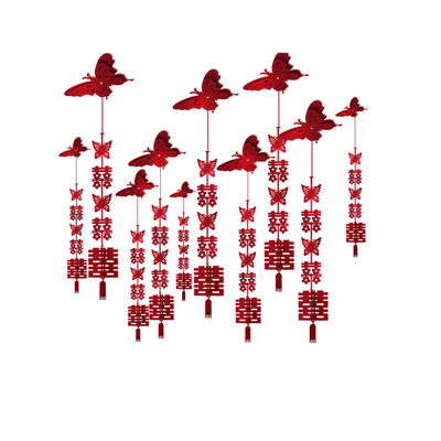 佰聚鑫婚房布置吊顶喜字蝴蝶挂件