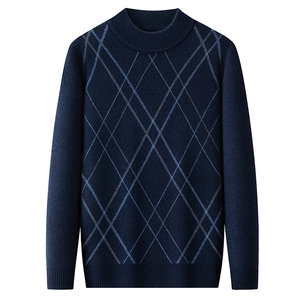 皮尔卡丹羊绒衫男100纯山羊绒半高领加厚中老年高端冬季保暖毛衣