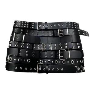 【AGD】RubyDoll复古皮带裙可调节机车朋克复古低腰包臀裙半身裙