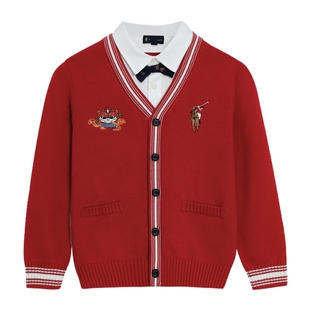 【100%棉】POLOWALK童装男童针织衫春季假两件宽松开衫本命年