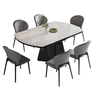 微晶石轻奢天然大理石可伸缩方圆俩用超晶石小户型折叠餐桌椅组合