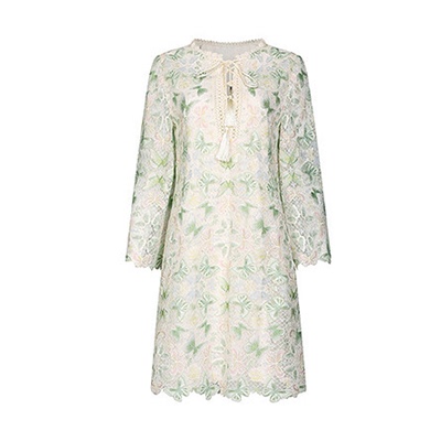 夏季短袖度假风减龄蕾丝连衣裙