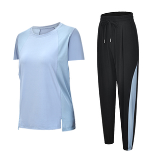 春秋季大码速干衣专业健身房女200斤胖mm瑜伽服运动短袖套装显瘦