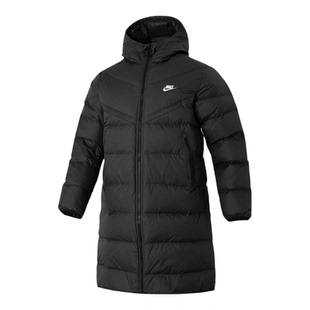 Nike耐克中长款羽绒服男2025冬季新款防风保暖连帽棉服外套FB8180