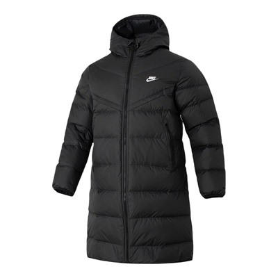 Nike耐克中长款羽绒服男2025冬季新款防风保暖连帽棉服外套FB8180