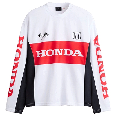 【Honda】HM男装T恤本田圆领大廓形长袖宽松潮流网布上衣1331357