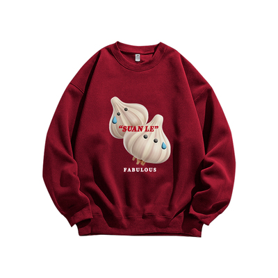 美式小众设计蒜了算了创意印花重磅纯棉卫衣男装百搭长袖T恤潮牌