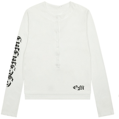 假两件长袖T恤字母印花打底上衣