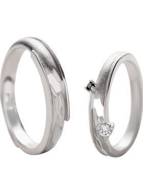 花芽原创设计不期而遇情侣戒指纯银一对简约可调节对戒七夕礼物