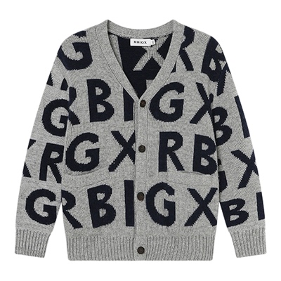 瑞比克学院风刺绣羊毛针织开衫