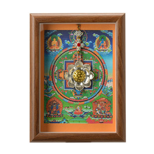 闯隆黄财神小唐卡摆台画 藏式黑财神五路财神/十相自在相框画摆件