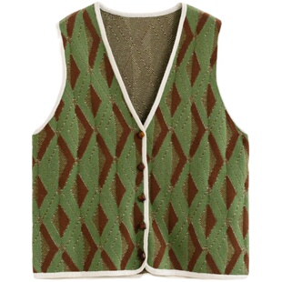 梭家｜出发去画展｜显眼包26支纯绵羊毛走定纺马甲秋冬女短外套