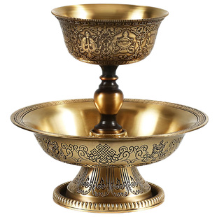 护法杯小号纯铜家用圣水供水杯供佛杯西藏式密宗八吉祥护法杯摆件