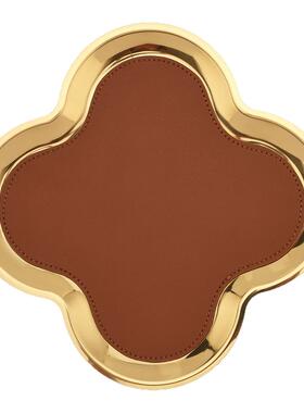 INS风四叶草托盘不锈钢金属轻奢高级感首饰玄关桌面收纳装饰盘子