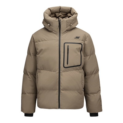 Skechers斯凯奇拒水高领护脖羽绒服男冬装保暖外套 P425M034/00YF