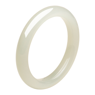 天然和田玉手镯浅晴水美人条玉镯