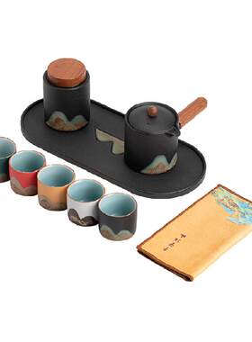 苏氏陶瓷手绘釉画彩干泡盘茶具