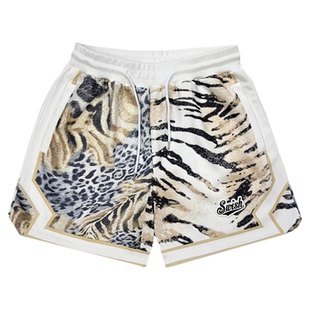 SWISH THE BALL IN拼贴豹纹美式篮球短裤训练三分运动裤迷彩男夏