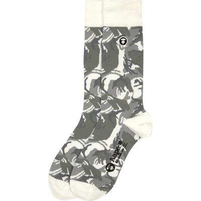 Aape刺绣迷彩提花中筒袜