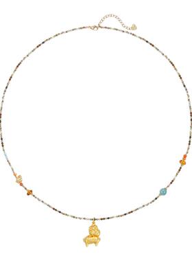 新中式虎眼石小马马上有钱毛衣链