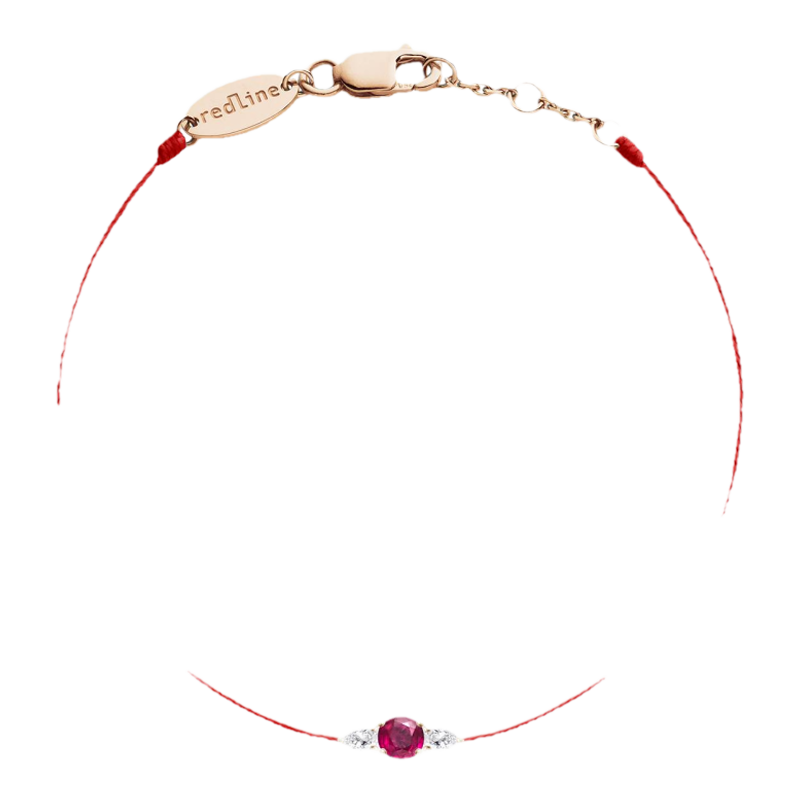 Redline/红绳女士饰品 So Abby 红宝石玫瑰金镶钻 0.1 克拉线手链