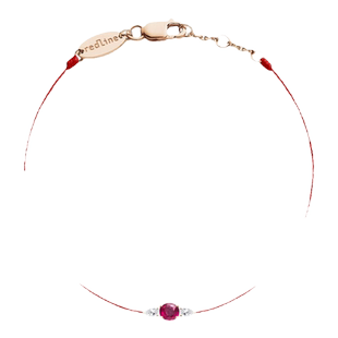 Redline/红绳女士饰品 So Abby 红宝石玫瑰金镶钻 0.1 克拉线手链